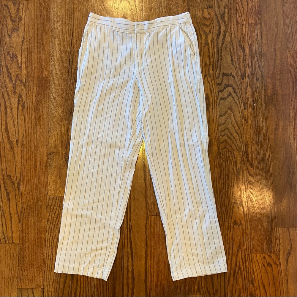 Black and White Pinstripe Linen Trousers Pants with Pockets Size M Forever 21